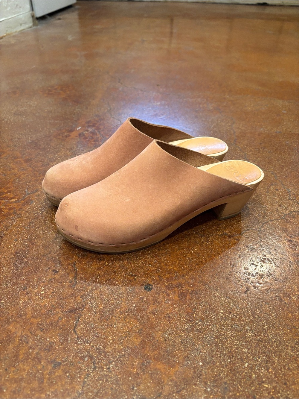 Bryr Tan Leather Slip-On Mules with Low Block Heel